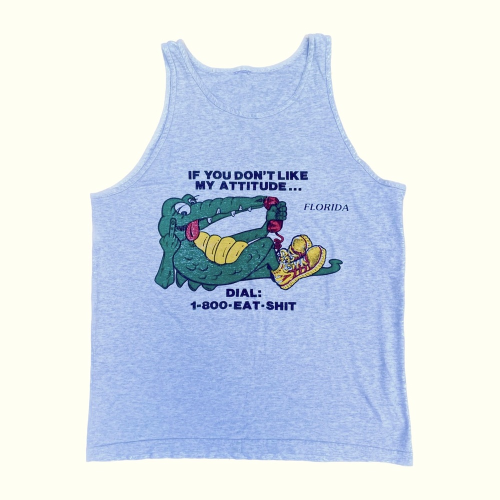 Y2K era vintage FLORIDA gag grey graphic tank top Size L